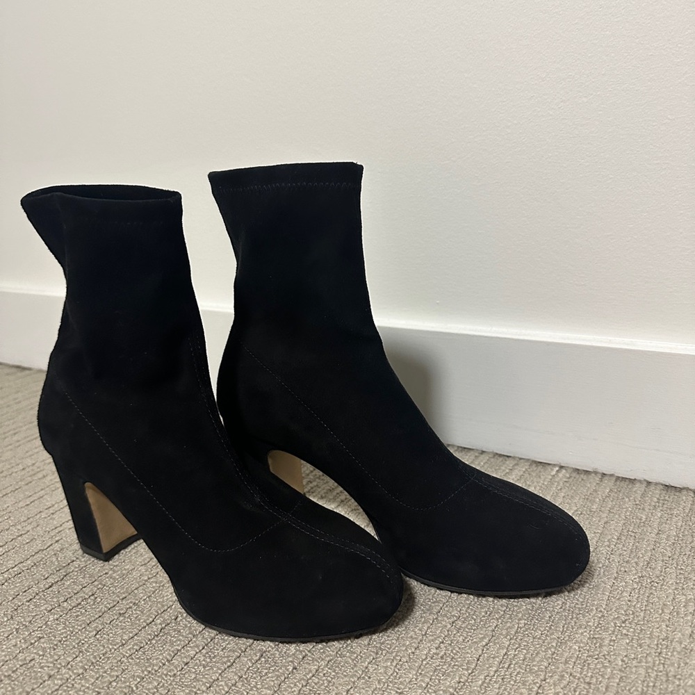 Black suede Stuart Weitzman platform boots